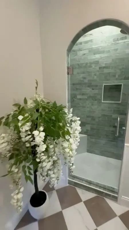 Walk-in tile shower